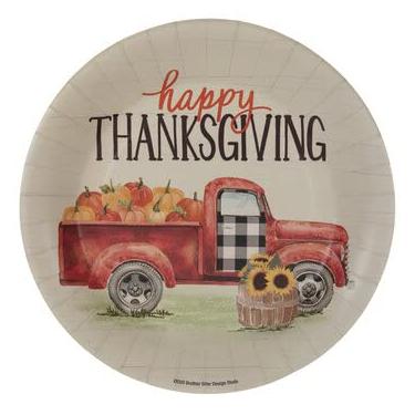 Imagem de Feliz Dia de Ação de Graças Vintage Caminhão Vermelho Outono Colheita de Abóboras Descartáveis Conjunto de Conjunto de Serviço para 20 Pratos de Papel Grandes, 20 Pratos de Sobremesa, 50 Guardanapos
