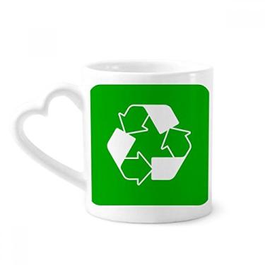 Imagem de Reciclagem verde quadrado marca de advertência caneca café cerâmica copo de coração de vidro
