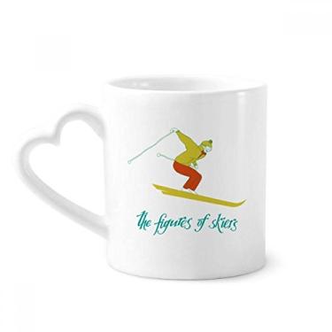 Imagem de Placa de esqui esqui esqui inverno ilustração de esporte caneca café cerâmica copo de coração de vidro