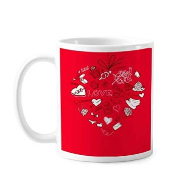 Imagem de Caneca de cerâmica com coração vermelho e branco para o Dia dos Namorados