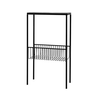 Imagem de KIZQYN Estante Europeia Moldura de Ferro Prateleira de Armazenamento de Chão Armazenamento de Bancada de Vidro Adequado para Sala de Estar/Quarto/Estante de Estante (Cor: Cinza)