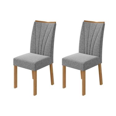 Imagem de Conjunto com 2 Cadeiras Apogeu Linho Cinza e Amêndoa Clean