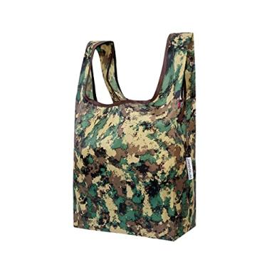 Imagem de Wrapables Bolsa de compras reutilizável pequena JoliBag Collection, camuflagem verde