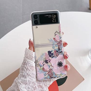 Imagem de Capa de telefone dobrável transparente pintada para Samsung Z Flip 4 com pulseira para Samsung Z Flip 3 ZFlip4 Capa traseira dura, C, para Z Flip 3
