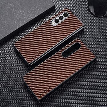 Imagem de para Samsung Galaxy Z Fold 4 Fold4 zfold3 5G fibra de carbono padrão capa traseira para samsung galaxy z fold4 zfold4 capa de telefone, café, para Galaxy Z Fold 3