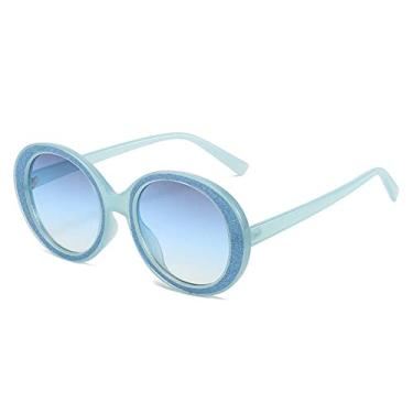 Imagem de Óculos de sol punk retrô redondos femininos vintage óculos de sol feminino UV400 tons de direção óculos de gradiente, azul, azul, tamanho único