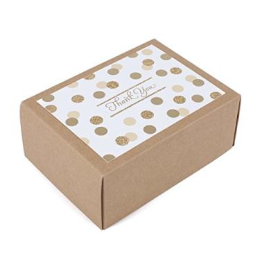 Imagem de Hallmark cartões de agradecimento, folhas douradas e pontos de glitter (40 notas de agradecimento com envelopes para casamento, chá de panela, chá de bebê, formatura)