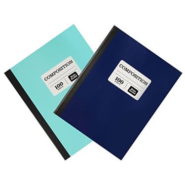 Imagem de Caderno de 1 matéria ampla composição pautada 100 páginas cor sólida azul caderno pacote com 2