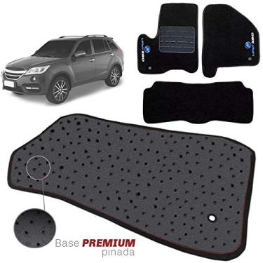 Imagem de Jogo de Tapete Carpete Tevic Pinado Lifan X60 2013 14 15 16 17 18 19 Impermeável Lavável Logo Bordado 5 Peças