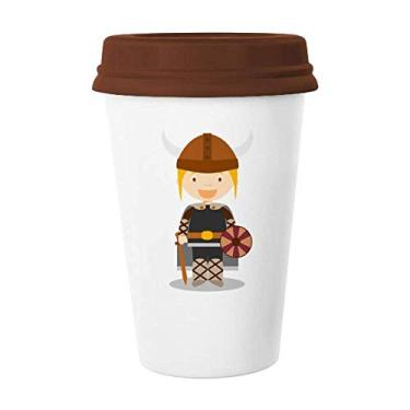 Imagem de Suécia Viking desenho art déco presente moda caneca café copo cerâmica caneca copo tampa