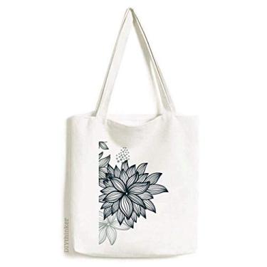 Imagem de Sacola de lona colorida com estampa de flor de arte em grão bolsa de compras casual bolsa de compras