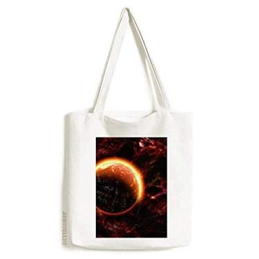 Imagem de Bolsa de lona para presente Red Planet Dark Universe Art Deco, bolsa de compras casual