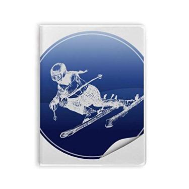 Imagem de Caderno de ilustração com estampa retrô de esqui de inverno com capa de chiclete, diário de capa macia