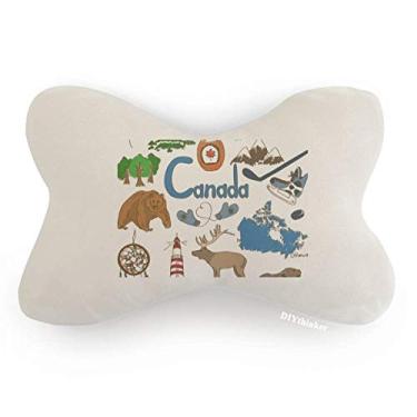 Imagem de DIYthinker Almofada para decoração de pescoço com bandeira nacional do Canadá Landscap Animals