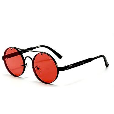 Imagem de Óculos de Sol Unissex Redondo Steampunk Moda Vintage Retro GCV Polarizados com Proteção Uv400 (C2)