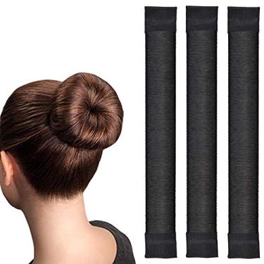 Imagem de Máquina de fazer coque de cabelo Black Magic 3 peças – LHAAAYF Modelador profissional de donut, ferramenta de cabelo de balé para pães de bailarina infantis fáceis