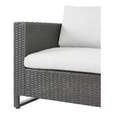 Imagem de Sofá Vime Rattan 5 Lugares Em L Aço E Poliester 126x62x68cm