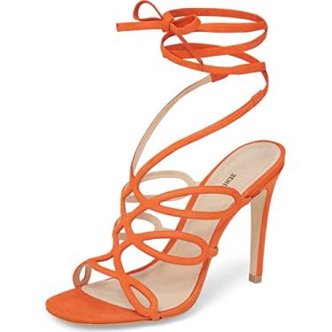 Imagem de Schutz Nivia Bright Orange HI Stiltto Heel Single Sole Tie up Wrap Pump Sandal (6)