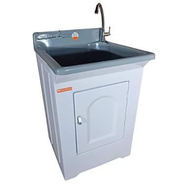 Imagem de Tanque Lavar Roupa 40L Gabinete em Abs Com Torneira de Mesa Cor:Cinza