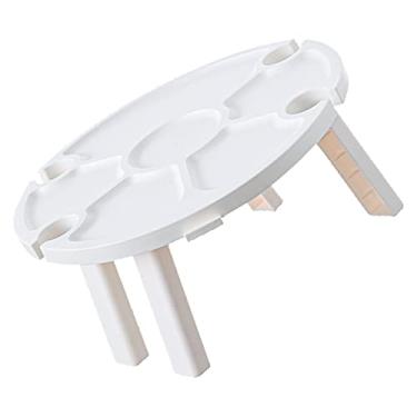 Imagem de VINGVO Mesa de vinho dobrável, leve e estável, multifuncional ao ar livre, fácil de limpar para praia para caminhadas (branca)