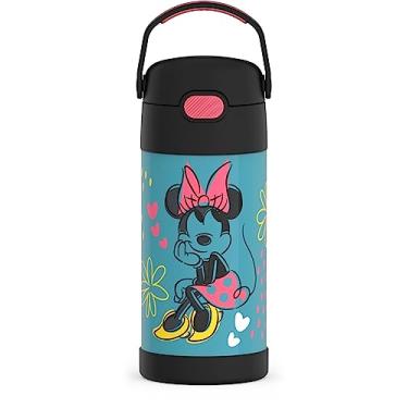 Imagem de THERMOS FUNTAINER Garrafa de água com canudo - 340 g - Garrafa de água infantil isolada a vácuo de aço inoxidável com tampa, Minnie Mouse