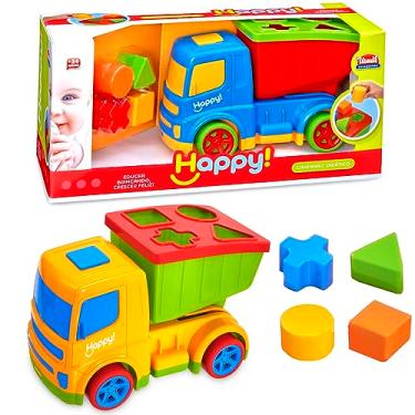 Imagem de Caminhão de Brinquedo Educativo com Blocos de Encaixar Usual Carrinho Didático para Bebês Estimulante Baby