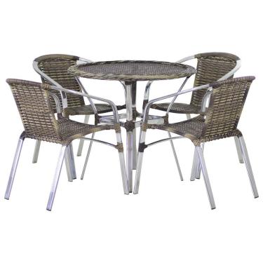 Imagem de Conjunto 4 Cadeiras Floripa e Mesa Com Tampo Tramado em Alumínio Piscina, Área, Jardim Trama