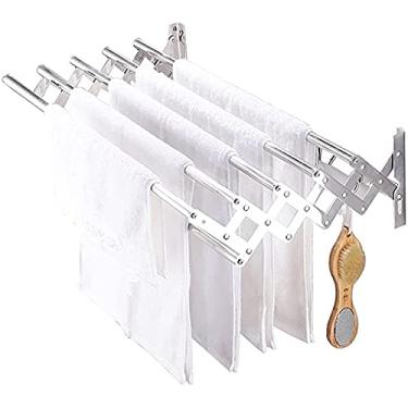 Imagem de Racks retráteis dobráveis ​​para secar roupas, economizador de espaço montado na parede...
