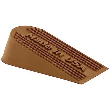 Imagem de Batente de porta de borracha – Cunha de batente de porta para carpete, azulejo ou piso de concreto, grandes batentes de porta para a parte inferior da porta – Rolhas de porta resistentes para uso comercial e doméstico – 16 x 7 x 4 cm, café