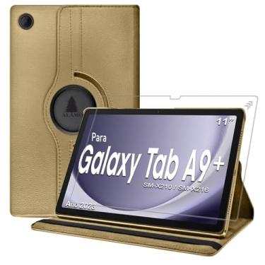 Imagem de Capa Giratória 360 Flip pelicula Para Tablet Samsung Galaxy Tab A9 Plus SM-X216 SM-X210 + Enterprise Edition 11 Polegadas (Com pelicula) - Alamo (DOURADO)