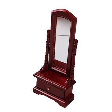 Imagem de HEMOTON 1 Unidade Modelo De Espelho De Corpo Inteiro Em Miniatura Acessório De Madeira Móveis De Cena Em Miniatura Espelho De Quarto Inteiro Mobília De Quarto Casa De Boneca Bétula Vidro