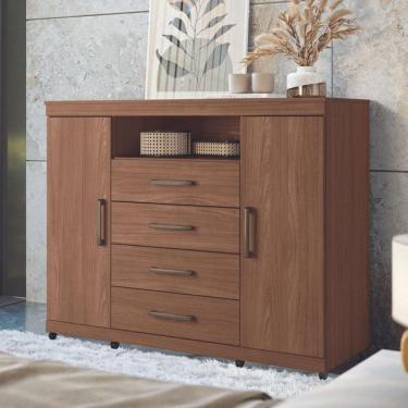 Imagem de Cômoda 4 Gavetas 2 Portas com Rodizio Havana Master Santos Andira