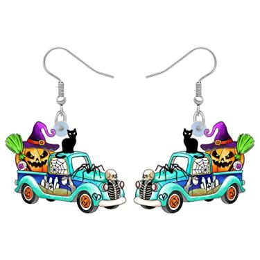 Imagem de DALANE Brincos de acrílico para o Dia das Bruxas Abóbora Carro Caminhão Pingente Pingente Crânio Joia Novidade Presentes para Mulheres Meninas, Medium, Acrílico, Sem pedra preciosa