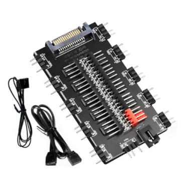 Imagem de PWM Hub ARGB de 4 pinos e 5 V 3 pinos, hub de sincronização 2 em 1 com porta de alimentação SATA, ventilador de resfriamento de CPU, divisor de cabo de controle de efeito de iluminação RGB para