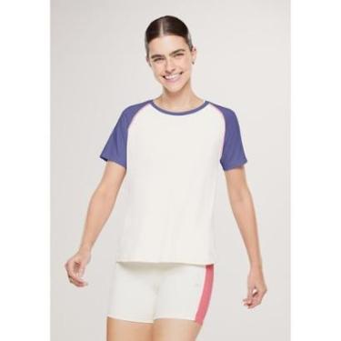 Imagem de Camiseta Esportiva Feminina Raglan - Off White G-Feminino