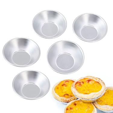 Imagem de OKJHFD 25 unidades de moldes de alumínio para torta de ovo, lata pequena para torta de torta, mini cupcake, bolo, muffin, moldes para biscoitos, copos para assar, fazer sobremesas