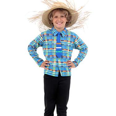 Imagem de Kit Caipira Bento Infantil - Camisa E Chapéu 39174-g Sulamericana Fantasias Azul G 10/12