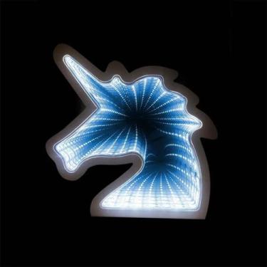 Imagem de Luminaria 3D Infinito Espelho Led Unicornio Luz Profundidade Quarto (Q