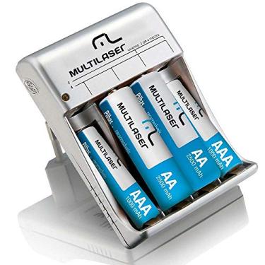 Imagem de Carregador De Pilhas Aa/Aaa + 2 Pilhas Aa 2500Mah + 2 Pilhas Aaa 1000Mah Multilaser - CB045