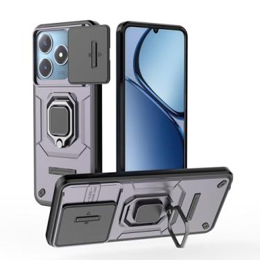 Imagem de YOUULAR Capa de celular para Realme C63/Realme C61/Realme Narzo N63 suporte para carro janela deslizante à prova de choque capa protetora de telefone capas militares proteção de lente, roxo