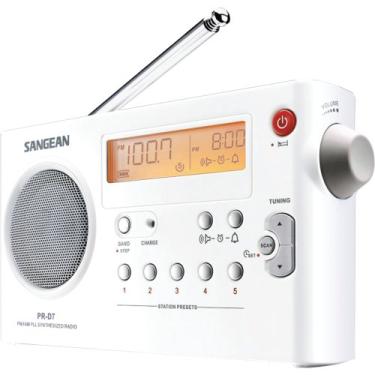Imagem de Sangean Rádio digital portátil PR-D7 com carregador de bateria embutido, AM/FM, (branco)