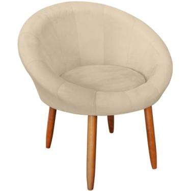 Imagem de Cadeira Poltrona para Clínica Decorativa resistente confortável tecido reforçado veludo confortável pés de madeira MOBLAN decor (BEGE)