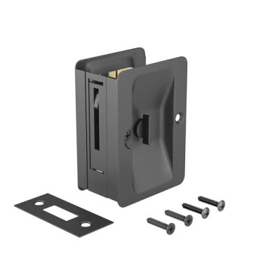 Imagem de Puxador de porta retangular Richelieu Hardware 1701FBPSBC Onward com trava de privacidade, 82 mm, preto