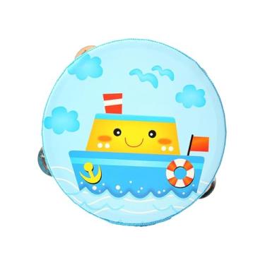 Imagem de Dynwave Tamborim de mão de madeira, instrumento musical de tambor de mão, brinquedo educacional, tamborim de mão, sino para festa, concerto de adultos, Enviar, 15cm