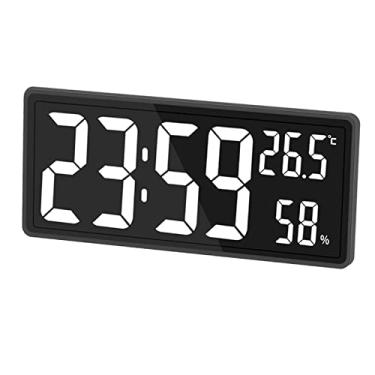 Imagem de Gralara Relógio Digital de Parede com Medição de Temperatura e Umidade, Formato 12/24H