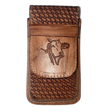 Imagem de Capa Bainha de Celular em Couro Modelo Premium - Com Passador para Cin