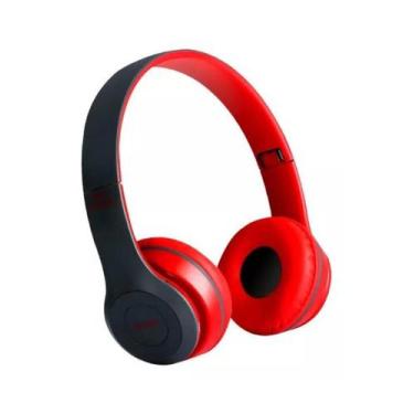 Imagem de Fone De Ouvido Bluetooth Wireless Sem Fio P47 Mp3 Entrada P2, vermelho