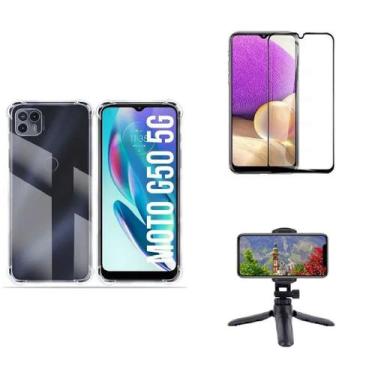Imagem de Kit Tripé Tripod 360 graus para Motorola Moto G50 5G + Capa + Pelicula
