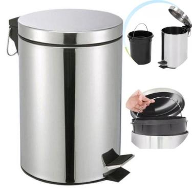 Imagem de Lixeiras Cesto Com Alça De Lixo Com Pedal 3,5 e 12 Litros Inox Banheir