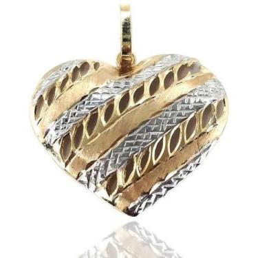 Imagem de Pingente de ouro 18k Coração Branco e Amarelo - Elegancy Joias